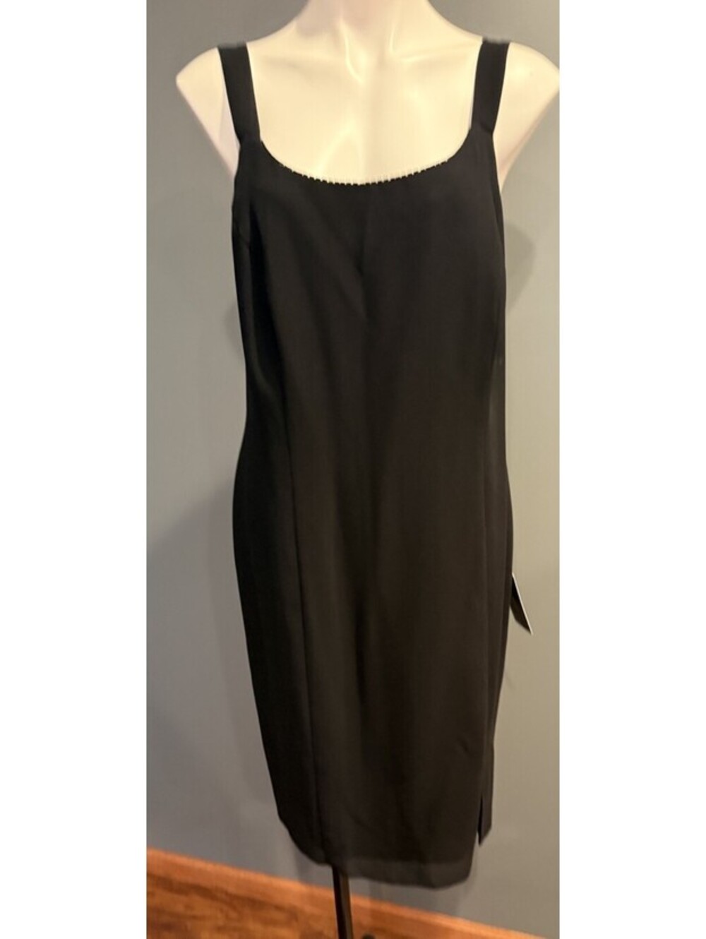 VTG.After Dark Women's Sleeveless Black Dress Knee Length Sz 14 USA Beads NWT
